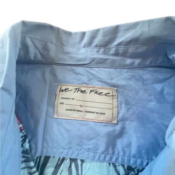 NWT Free People blue Hawaiian top button down spring summer tropical floral XL - Picture 10 of 12